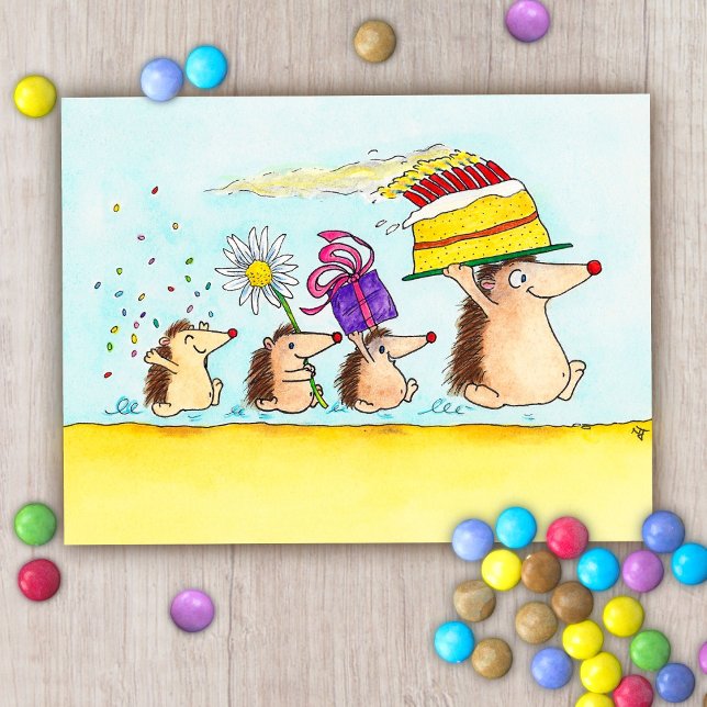 Cute Hedgehog Birthday postcard  (Creator Uploaded)