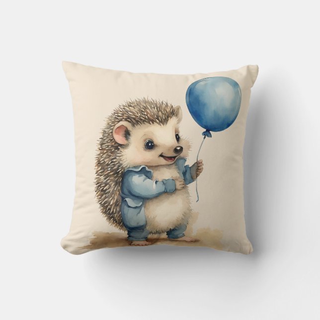 Cute Hedgehog Blue Balloon Boys  Throw Pillow (Front)