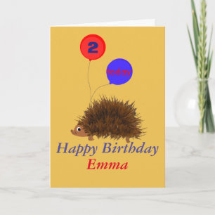 Cute hedgehog cartoon add name age card