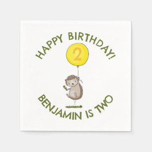 Cute hedgehog cartoon personalized birthday napkin