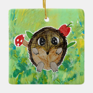 Cute Hedgehog Ceramic Ornament
