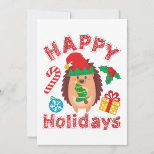 Cute Hedgehog Christmas Animal Holiday Card