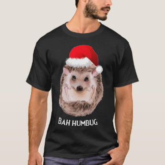 Cute Hedgehog Christmas Santa Hat Bah Humbug T-Shirt