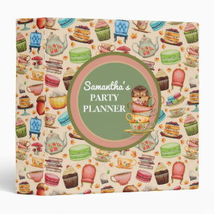 Cute Hedgehog Colourful Teacups Party Planne Binde Binder