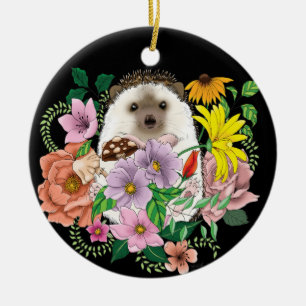 Cute Hedgehog Colourful Wildflowers Woodland Ceramic Ornament