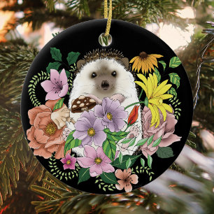 Cute Hedgehog Colourful Wildflowers Woodland Ceramic Ornament