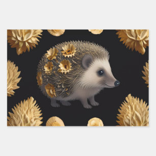Cute Hedgehog Colourful Wrapping Paper 