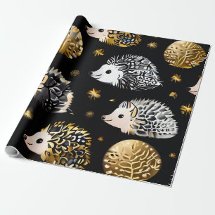 Cute Hedgehog Colourful Wrapping Paper . Hedgehog 