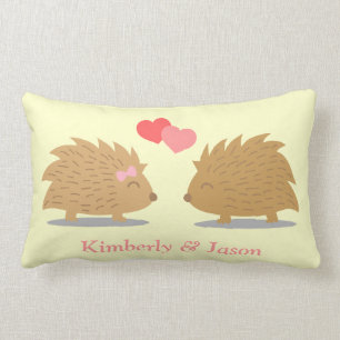 Cute Hedgehog Couple in Love Lumbar Pillow