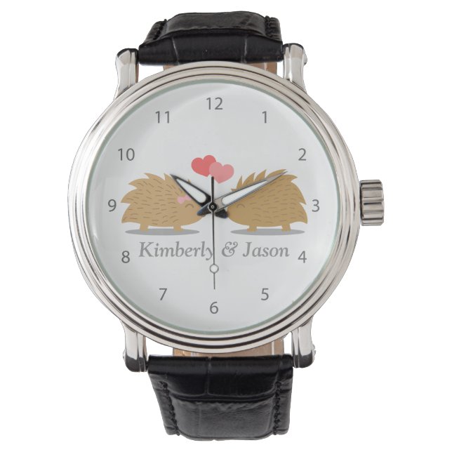 Cute Hedgehog Couple in Love Watch (Front)