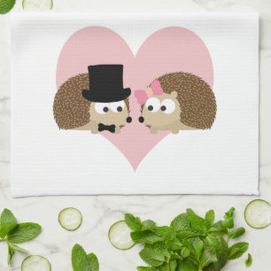 Cute Hedgehog couple Kitchen Towel