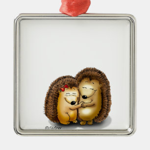 Cute Hedgehog Couple - Mr. and Mrs. Customize Metal Ornament