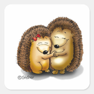 Cute Hedgehog Couple - Mr. and Mrs. Customize Square Sticker