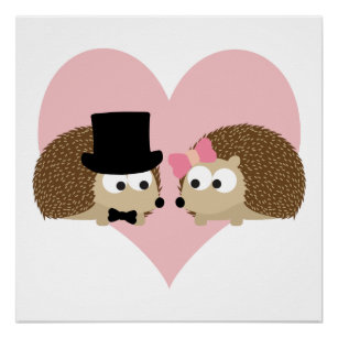 Cute Hedgehog couple Poster
