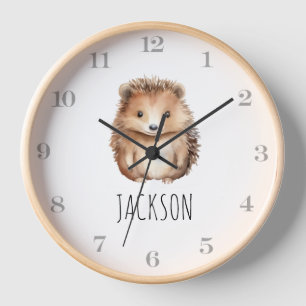 Cute Hedgehog! Custom monogram  Clock