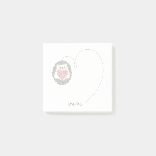 Cute Hedgehog Custom Name Heart Notes (Front)