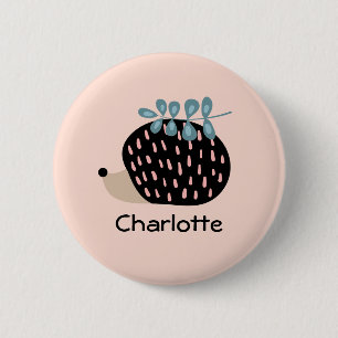 Cute Hedgehog Custom Name Personalized Kids  2 Inch Round Button
