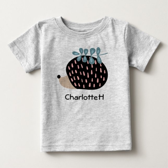 Cute Hedgehog Custom Name Personalized T-Shirt (Front)