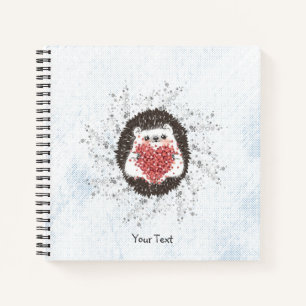 Cute Hedgehog Custom Text Blue Notebook