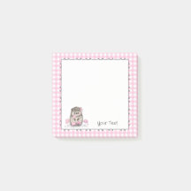 Cute Hedgehog Custom Text Pink Notes