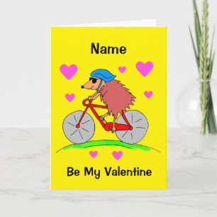 Cute Hedgehog Cycling Valentine's Day Card