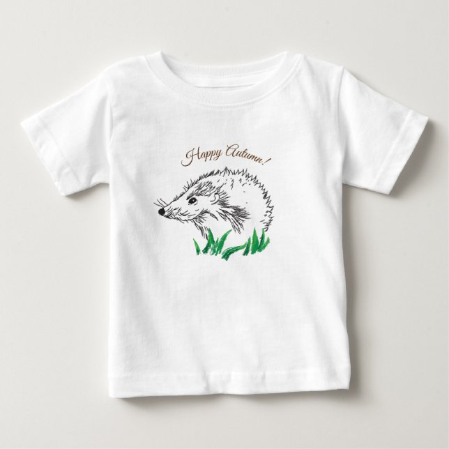 Cute Hedgehog Drawing T-Shirt (Front)