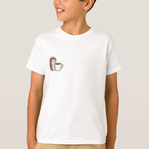 Cute Hedgehog Drinking Hot Coffee Kids T-Shirt