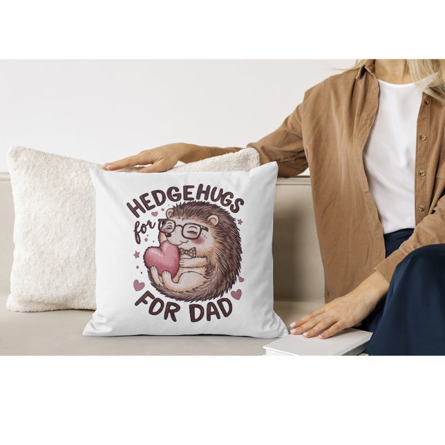 Cute Hedgehog Father's day  Throw Pillow (Creator Uploaded)
