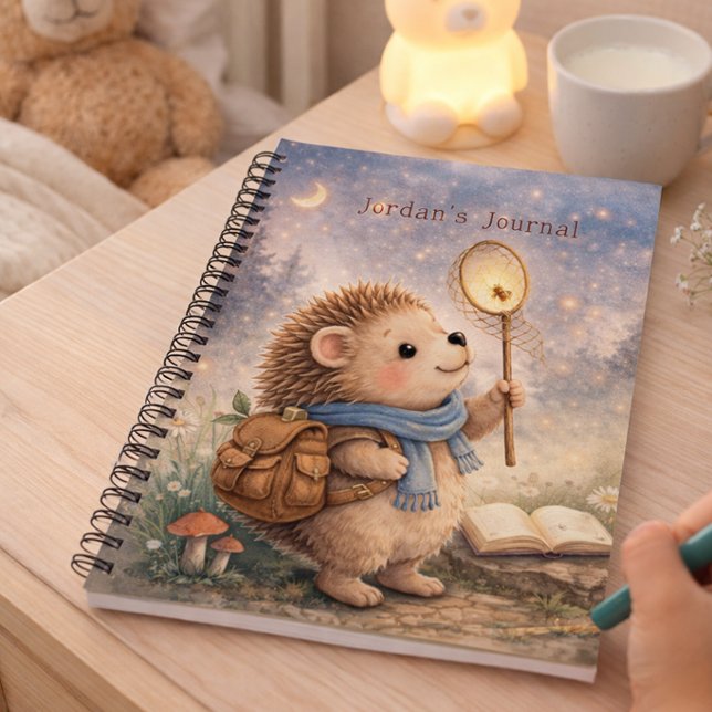 Cute Hedgehog & Firefly Personalized Kids Journal (Creator Uploaded)