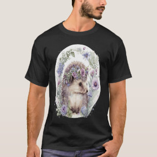 Cute Hedgehog Flower Crown Floral Animal T-Shirt