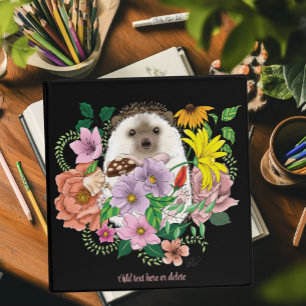 Cute Hedgehog Flowers Binder