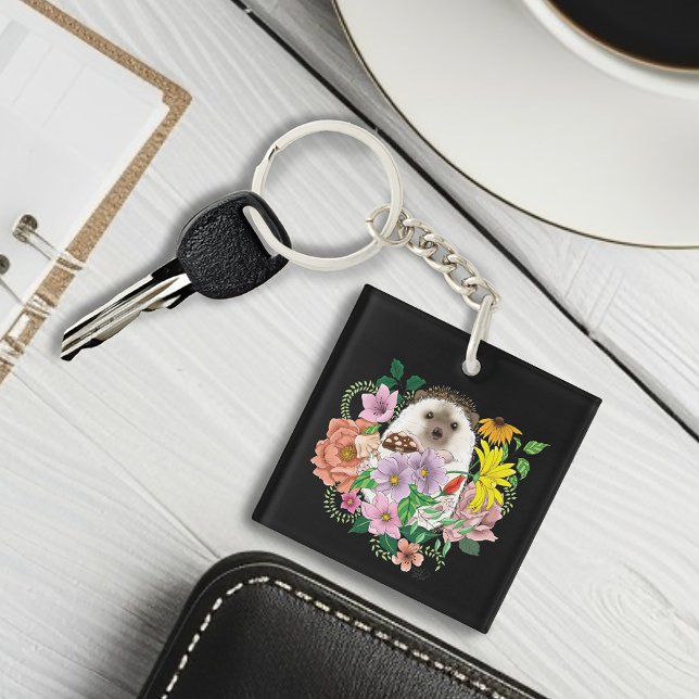 Cute Hedgehog Flowers Keychain (Creator Uploaded)