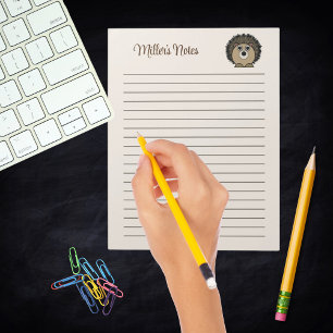 Cute Hedgehog Gender Neutral Beige Brown Kids Notepad