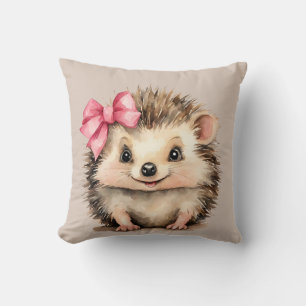 Cute Hedgehog Girls Throw Pillow