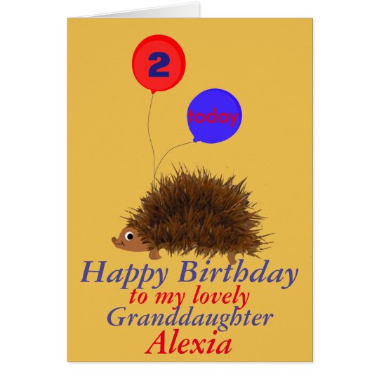 Cute hedgehog Granddaughter birthday add name age Card