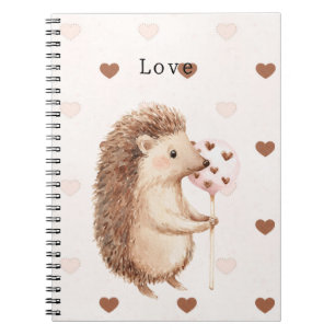 Cute Hedgehog Hearts Love Notebook