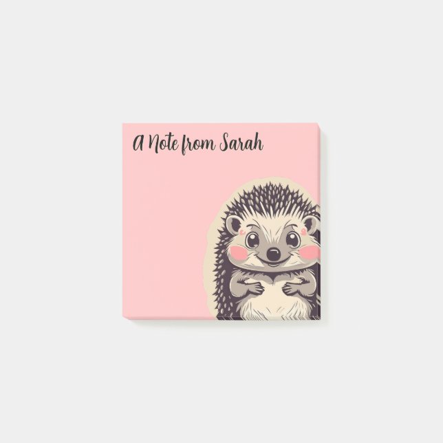 Cute Hedgehog Hedgie Custom Text Post-it Notes (Front)