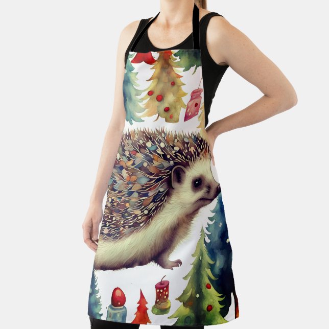 Cute Hedgehog Holiday Trees  Apron (Insitu)