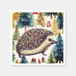 Cute Hedgehog Holiday Trees  Napkin