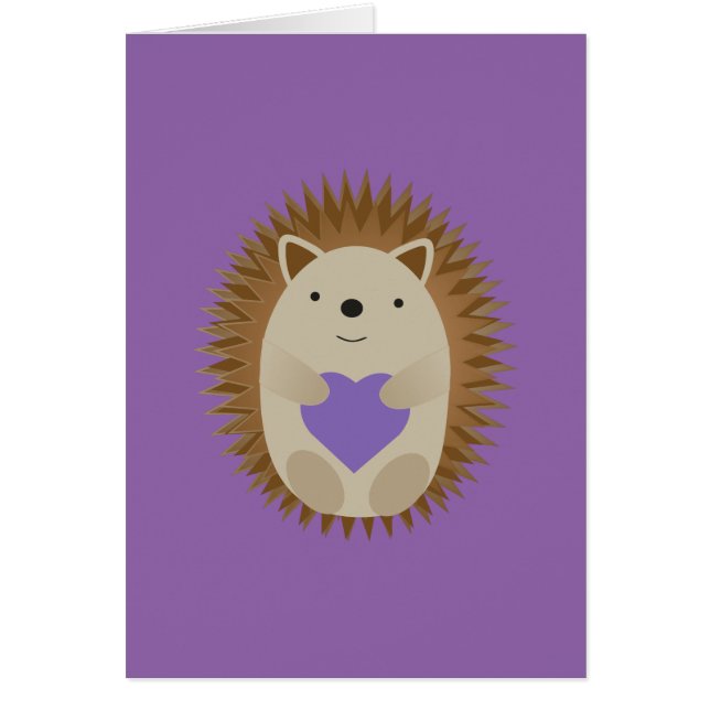 Cute Hedgehog Holidng a Purple Heart (Front)