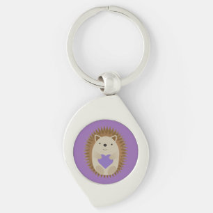 Cute Hedgehog Holidng a Purple Heart Keychain