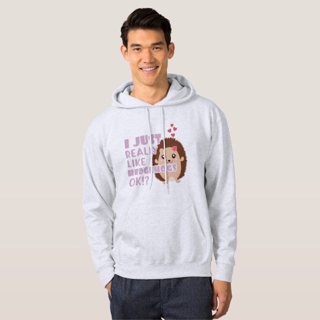 Cute Hedgehog I Just Really Like Hedgehogs OK? Hoodie (Front Full)