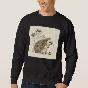 Cute Hedgehog Illustration Sunflower Bee Adorable  Sweatshirt