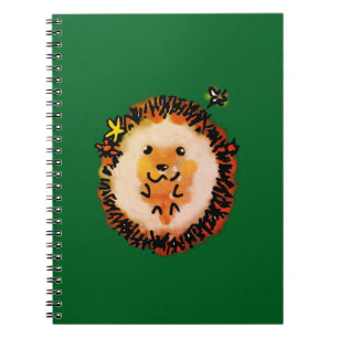Cute Hedgehog in Autumn Leaves Notebook