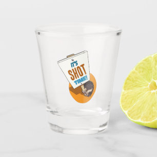 Cute Hedgehog It's Shot Time! Picket Sign Cartoon Shot Glass