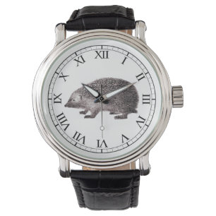 Cute Hedgehog Lover's Hedgie Vintage Print Watch