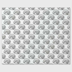 Cute Hedgehog Matte Wrapping Paper, 30 in x 6 ft Wrapping Paper