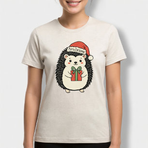 Cute Hedgehog Merry Christmas Tri-Blend Shirt