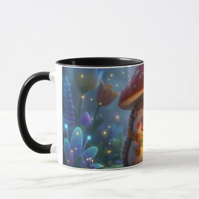 Cute Hedgehog Mushroom Woodland Coffee Mug (Left)