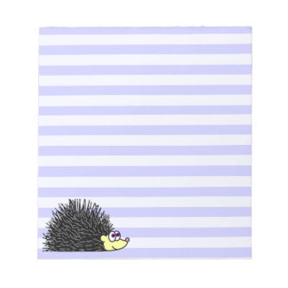 Cute Hedgehog Notepad - Blue Stripe